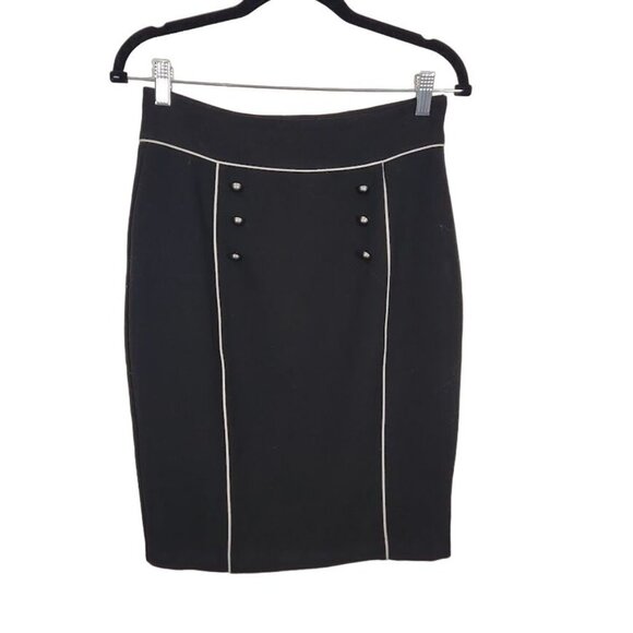 DE Collection Piping Trim Pencil Skirt‎ in Black - Size Small - Picture 1 of 7